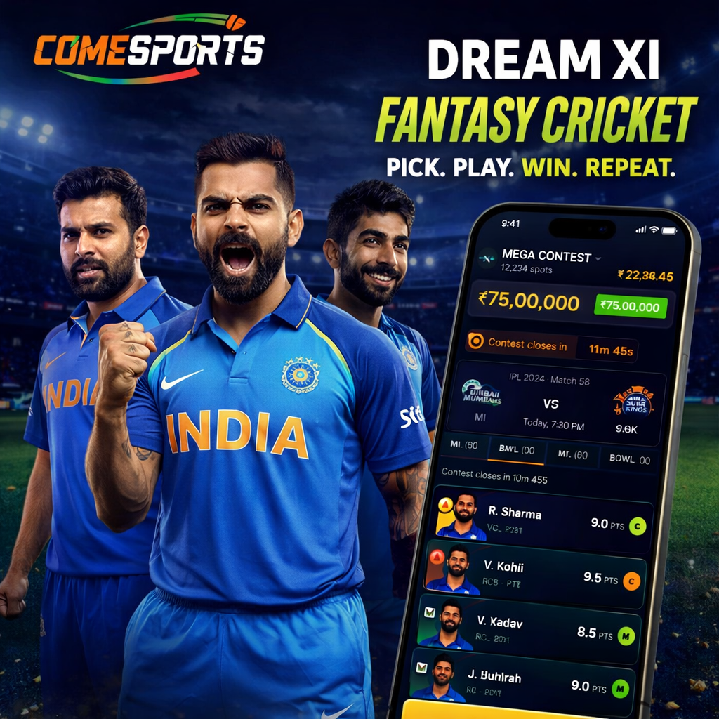 Play Cric App fantasy cricket and India team visual